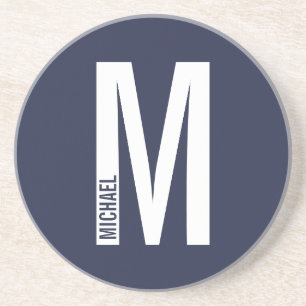 Modern Personalised Bold Monogram and Name Coaster
