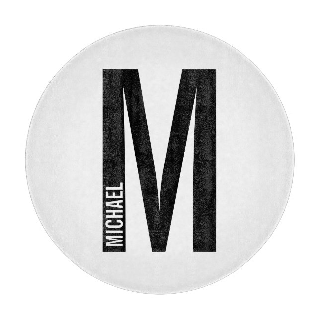 Modern Personalised Bold Monogram and Name Cutting Board (Front)