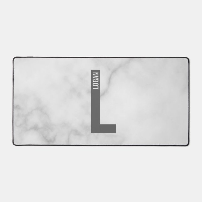 Modern Personalised Bold Monogram and Name Desk Mat (Front)