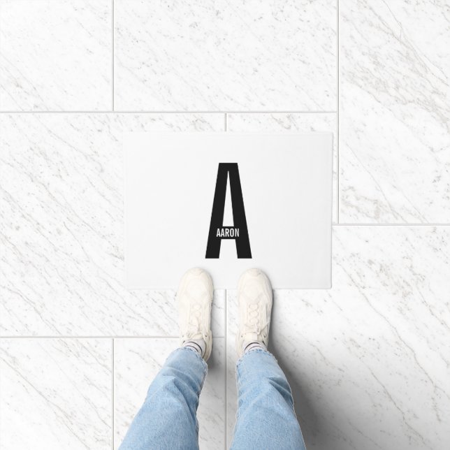 Modern Personalised Bold Monogram and Name Doormat (Indoor)