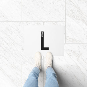 Modern Personalised Bold Monogram and Name Doormat