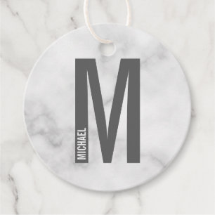 Modern Personalised Bold Monogram and Name Favour Tags