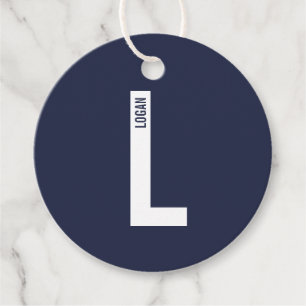 Modern Personalised Bold Monogram and Name Favour Tags