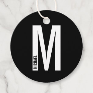 Modern Personalised Bold Monogram and Name Favour Tags
