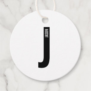 Modern Personalised Bold Monogram and Name Favour Tags
