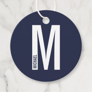 Modern Personalised Bold Monogram and Name Favour Tags