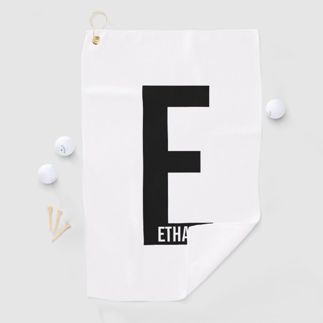 Modern Personalised Bold Monogram and Name Golf Towel (InSitu)