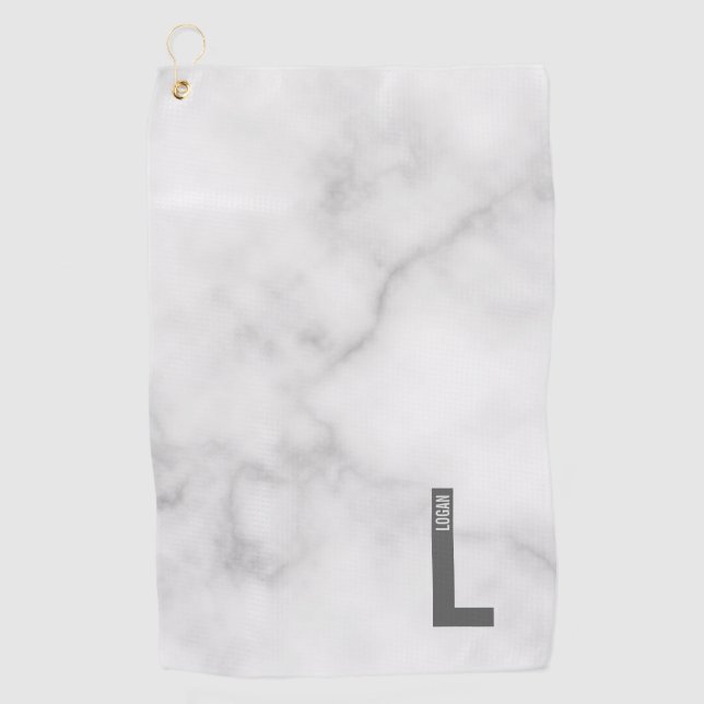 Modern Personalised Bold Monogram and Name Golf Towel (Front)