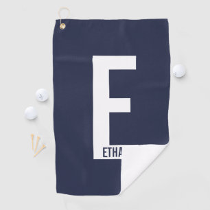 Modern Personalised Bold Monogram and Name Golf Towel