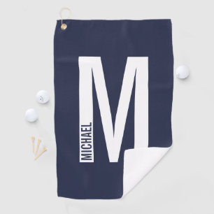 Modern Personalised Bold Monogram and Name Golf Towel