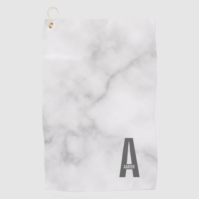 Modern Personalised Bold Monogram and Name Golf Towel (Front)