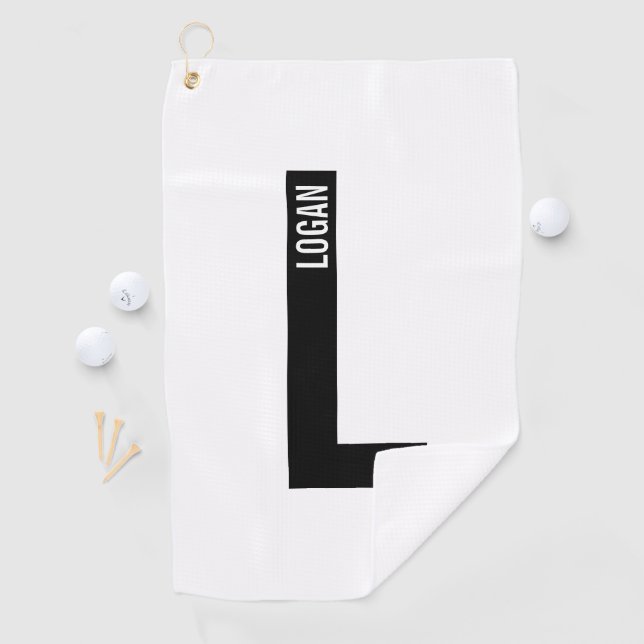 Modern Personalised Bold Monogram and Name Golf Towel (InSitu)
