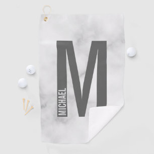 Modern Personalised Bold Monogram and Name Golf Towel