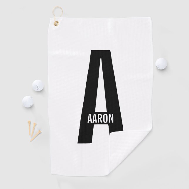 Modern Personalised Bold Monogram and Name Golf Towel (InSitu)