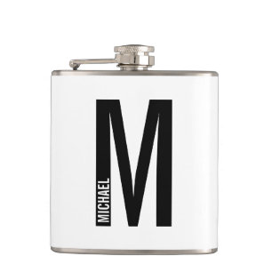 Modern Personalised Bold Monogram and Name Hip Flask