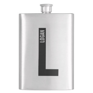 Modern Personalised Bold Monogram and Name Hip Flask
