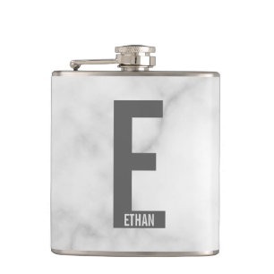 Modern Personalised Bold Monogram and Name Hip Flask