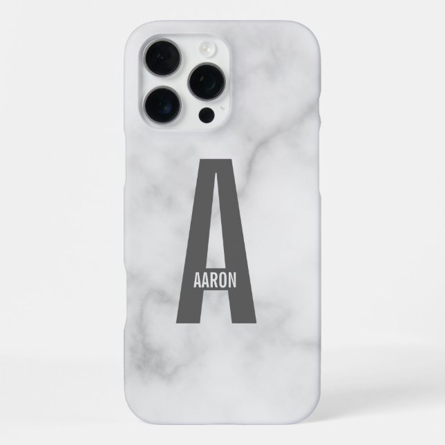 Modern Personalised Bold Monogram and Name iPhone Case (Back)