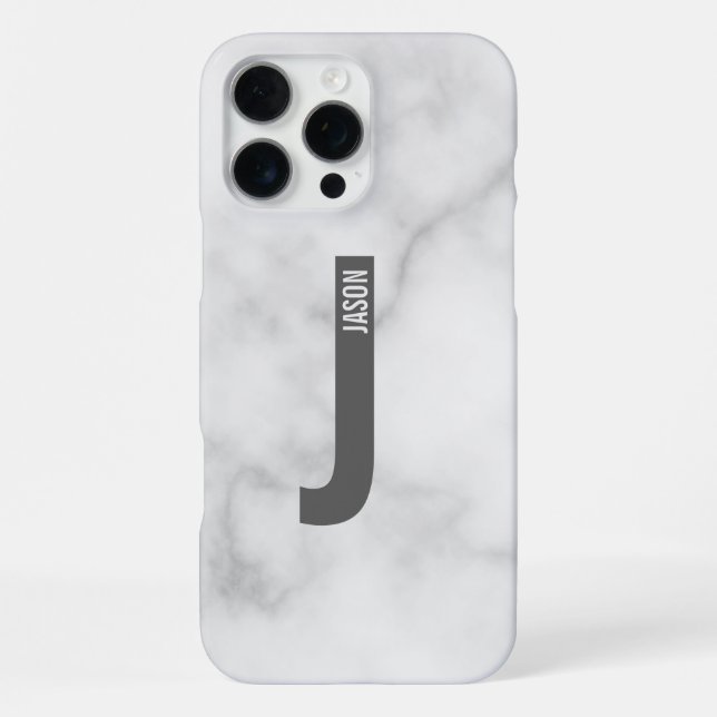 Modern Personalised Bold Monogram and Name iPhone Case (Back)