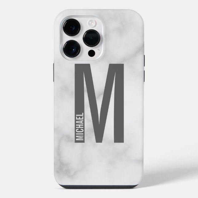 Modern Personalised Bold Monogram and Name iPhone Case (Back)