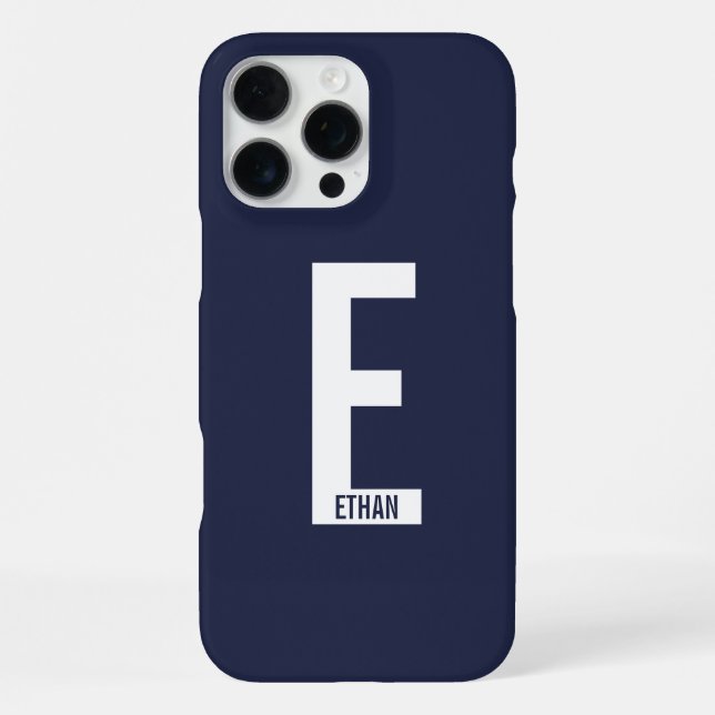 Modern Personalised Bold Monogram and Name iPhone Case (Back)