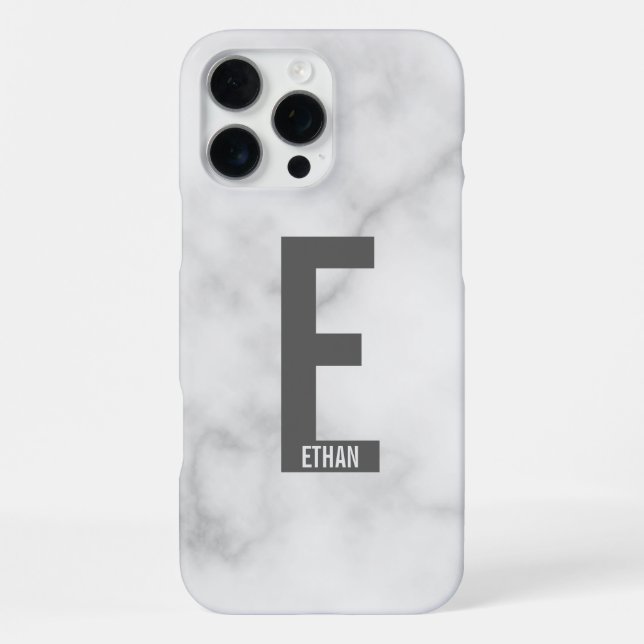 Modern Personalised Bold Monogram and Name iPhone Case (Back)