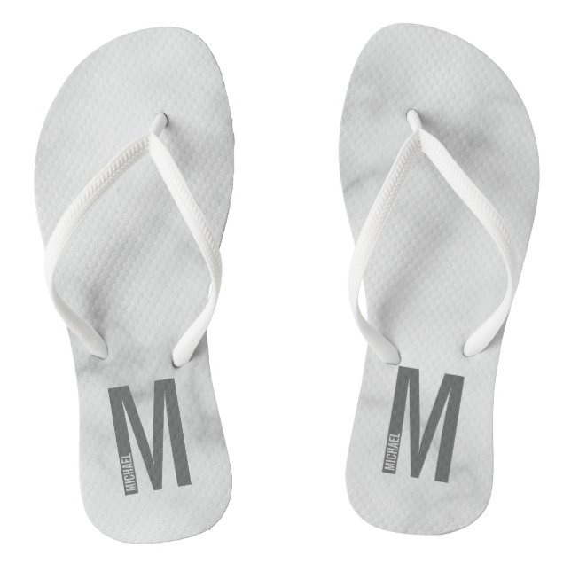 Modern Personalised Bold Monogram and Name Jandals (Footbed)