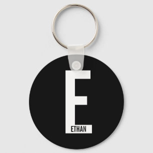 Modern Personalised Bold Monogram and Name Key Ring