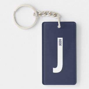 Modern Personalised Bold Monogram and Name Key Ring