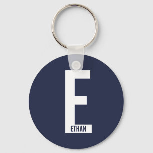Modern Personalised Bold Monogram and Name Key Ring