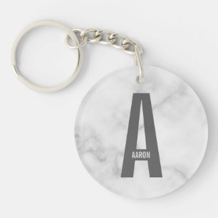 Modern Personalised Bold Monogram and Name Key Ring
