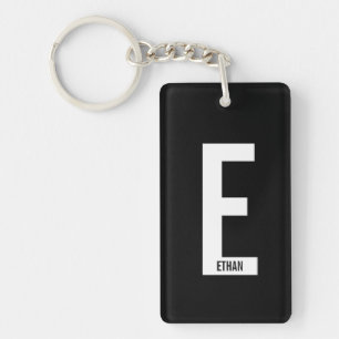 Modern Personalised Bold Monogram and Name Key Ring
