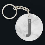 Modern Personalised Bold Monogram and Name Key Ring<br><div class="desc">Modern Monogram Design featuring personalised monogram letter "J" and name in modern bold sans serif font style.

Perfect gift for him,  father's day gift,  groomsman gift and more.

Please note: The marble details are simulated in the artwork. No actual marble will be used in the making of this product.</div>