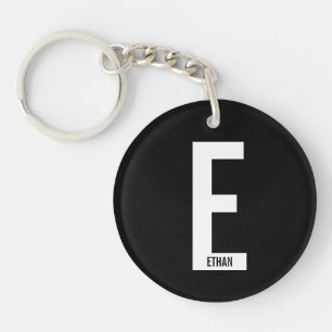 Modern Personalised Bold Monogram and Name Key Ring