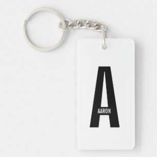 Modern Personalised Bold Monogram and Name Key Ring