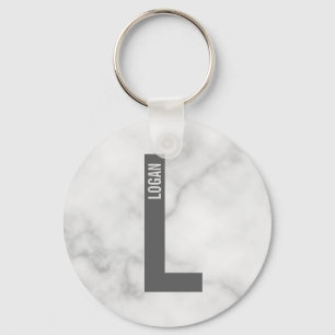 Modern Personalised Bold Monogram and Name Key Ring