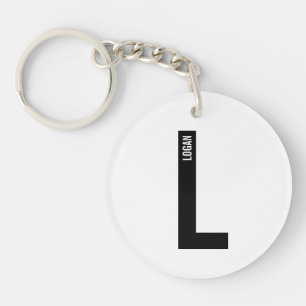 Modern Personalised Bold Monogram and Name Key Ring