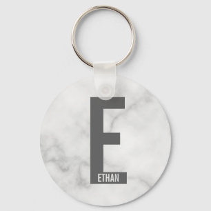 Modern Personalised Bold Monogram and Name Key Ring