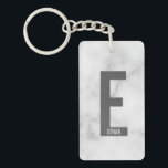 Modern Personalised Bold Monogram and Name Key Ring<br><div class="desc">Modern Monogram Design featuring personalised monogram letter "E" and name in modern bold sans serif font style.

Perfect gift for him,  father's day gift,  groomsman gift and more.

Please note: The marble details are simulated in the artwork. No actual marble will be used in the making of this product.</div>