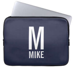 Modern Personalised Bold Monogram and Name Laptop Sleeve