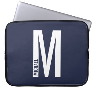 Modern Personalised Bold Monogram and Name Laptop Sleeve