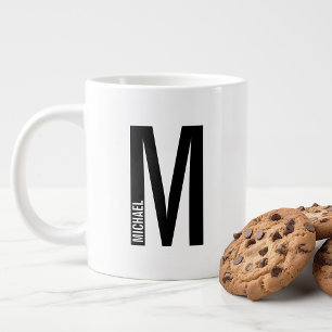 Modern Personalised Bold Monogram and Name Large Coffee Mug