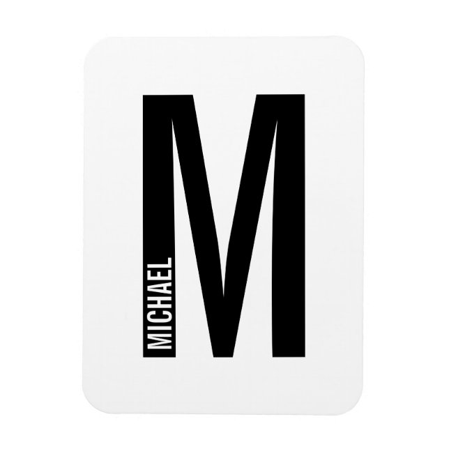 Modern Personalised Bold Monogram and Name Magnet (Vertical)