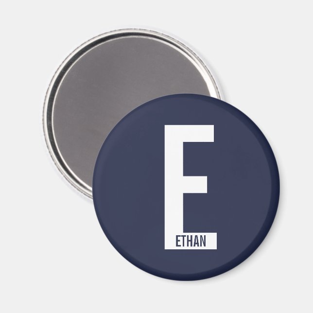 Modern Personalised Bold Monogram and Name Magnet (Front/Back)