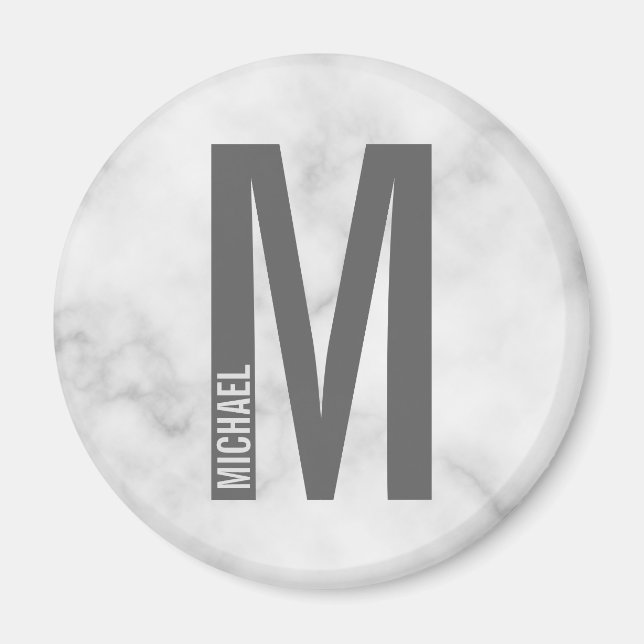 Modern Personalised Bold Monogram and Name Magnet (Front)