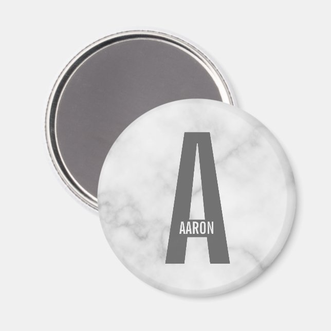 Modern Personalised Bold Monogram and Name Magnet (Front/Back)