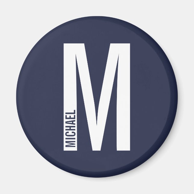 Modern Personalised Bold Monogram and Name Magnet (Front)