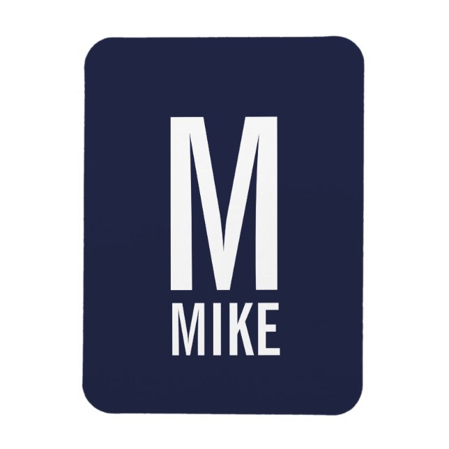 Modern Personalised Bold Monogram and Name Magnet (Vertical)