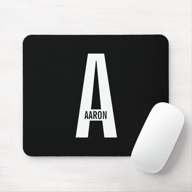 Modern Personalised Bold Monogram and Name Mouse Pad (With Mouse)