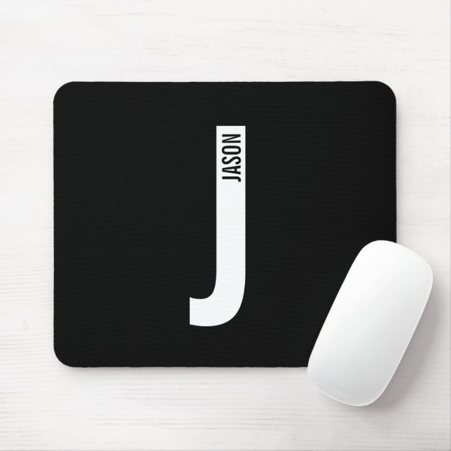 Modern Personalised Bold Monogram and Name Mouse Pad (With Mouse)